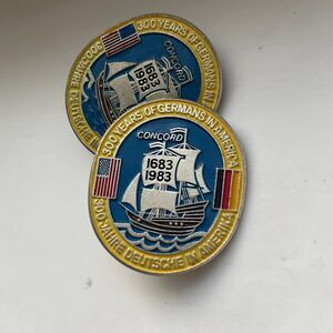 Vintage German American Hat Lapel Pin, 300 Years of Germans in America--Lot of 2
